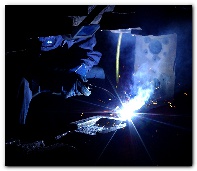 welder in blue
